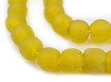 The Bead Chest Corn Yellow Recycled Glass Beads 14mm Ghana African Sea Glass Round Large Hole 24 Inch Strand Handmade Fair Trade