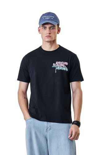Image of SNITCH Men T-Shirt | Adventure Theme Wilderness Graphic & Mountain Motif Print | 100% Breathable Cotton Crew Neck Regular Fit Short Sleeve Top for Trendy Casual Wear