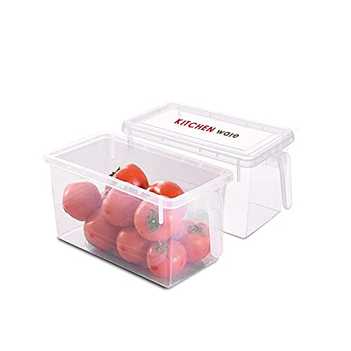 KitchenwareFridge Storage Pack of 1 Refrigerator Organizer Container Square Handle Food Storage Organizer Boxes - Clear with Lid, Handle and Without 3 Smaller Bins
