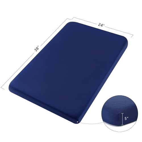 Image of TILLYOU Mini Crib Fitted Sheets 2 Pack - Soft Jersey Knit Microfiber Playpen Bedding Sheet for Baby, Portable Mini Pack n Play Sheet, Machine Washable, 38'' x 24'',Light Gray & Navy Blue