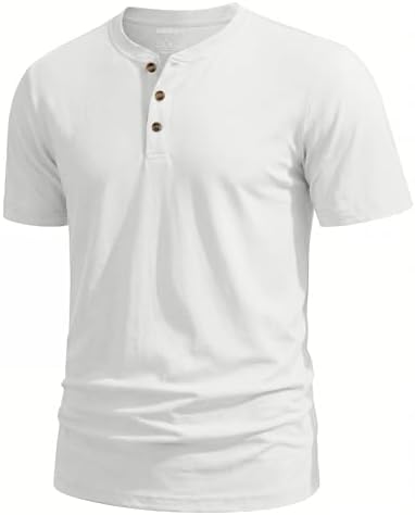 TACVASEN Henley T Shirt Herren Kurzarm Sommer Basic Baumwolle Tshirt | Shirts Regular Fit Freizeitshirt Atmungsaktive Arbeits Casual Obertail mit Knopfleiste