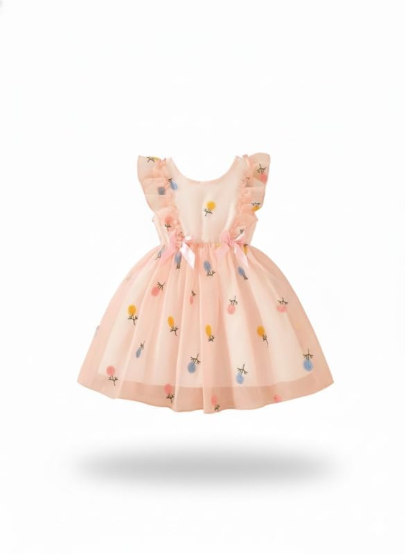 Image of Niren Enterprise Printed Knee Length Sleeveless Round Neck Stylish Girls Party Dress