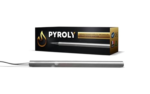 PYROLY - Bujía para estufa de pellets compatible con CAMINETTI MONTEGRAPPA (180 mm - Ø9,9 mm - 320 W - lisa) de alta calidad con conectores