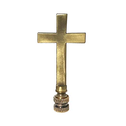 Image of Royal Designs, Inc. Cross Lamp Finial, Large Antique Brass, Decorative Replacement Finial for Table or Floor Lamps, Single