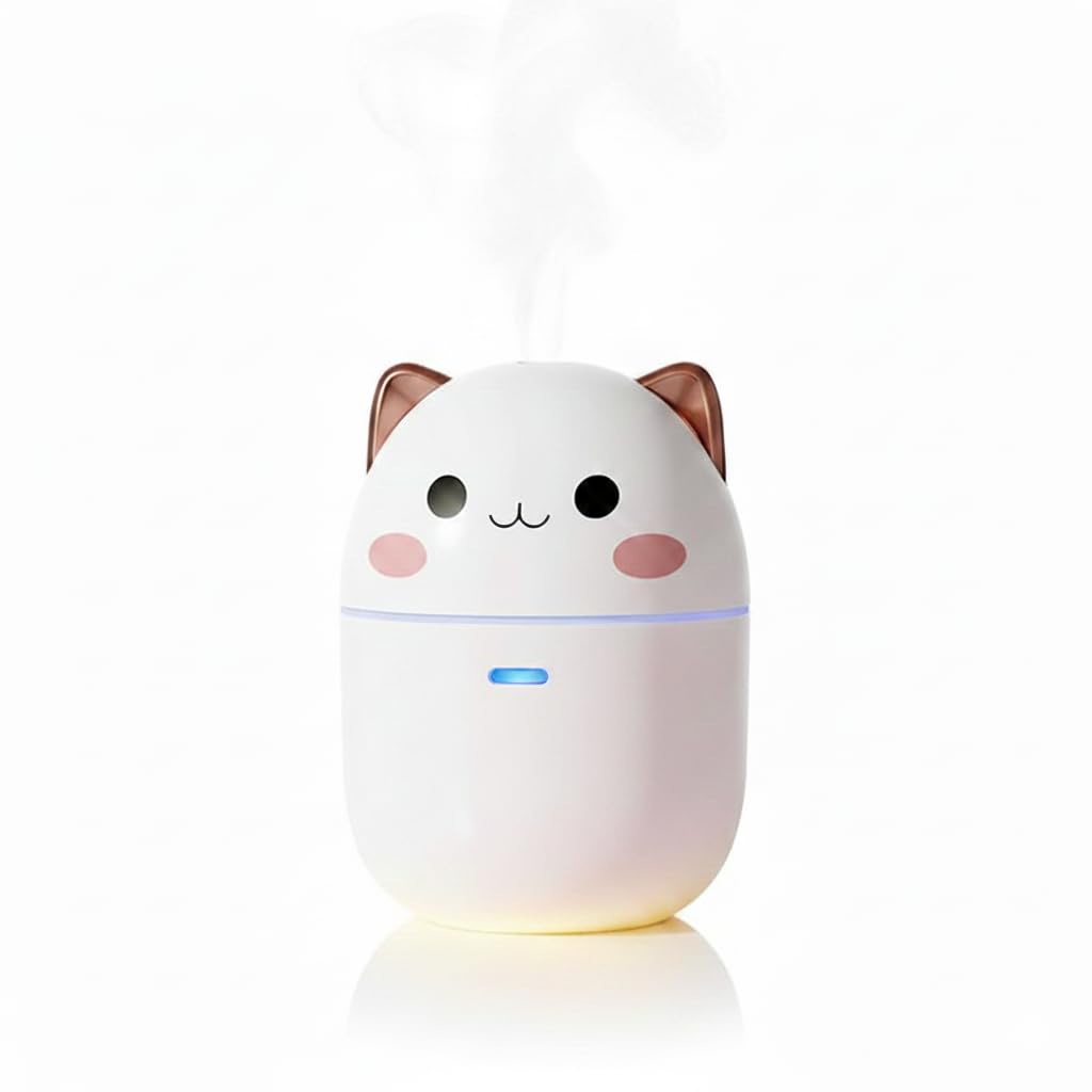 Difusor de Ar Umidificador Aromático Formato Gatinho 250ML Cores Pastel Portátil