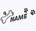 topdesignshop Hunde-Pfoten Aufkleber mit Wunschnamen | Hundeaufkleber Knochen Tatzen Hund Auto Sticker mit Namen gestalten