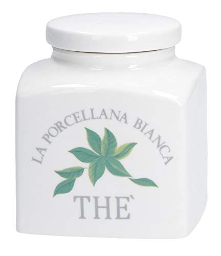 La Porcellana Bianca Teedose mit Deckel 0,5l in Geschenk-Box Italien Landhaus Style Tee Aromadose Vorratsdose Aufbewahrung Tee Teebeutel Cover