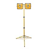 PROSTORMER 10,000LM Dual-head LED Work Light with 2 Brightness Modes, IP66 Waterproof Jobsite Light with Telescoping Tripod Stand for Construction Site, Workshop, Garage