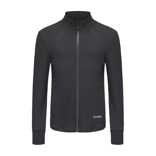 Image of USA Pro Kids Training Fitness Jacket Juniors Long Sleeve Charcoal 9-10 Years