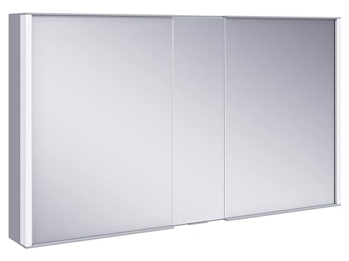 KEUCO Royal Match LED Spiegelschrank mit 2 Türen, 120 cm, Made in Germany, Vorbau, Aluminium-Korpus, Seiten verspiegelt, Beleuchtung dimmbar