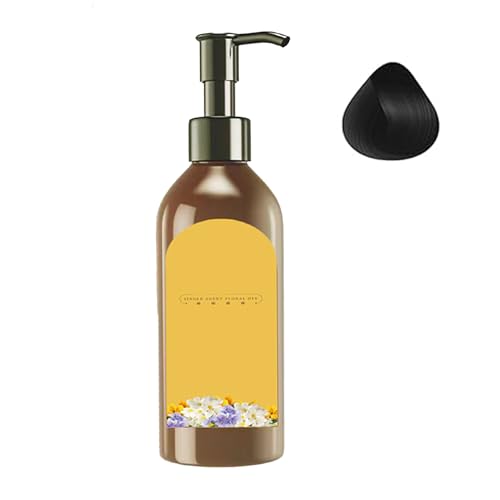 Coloration Capillaire VéGéTale Florale, Shampoing Colorant Naturel Longue Tenue, Parfum Naturel Pour Femmes Et Seniors (Noir naturel)