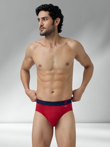 Image of XYXX Men's Traq Super Combed Cotton Regular Fit Solid Antibacterial Briefs with No Marks Waistband (Pack of 2)