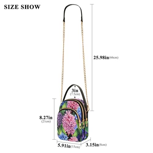 Watercolor Flowers Pink Floral Leaves Women over Shoulder Purse Quilted Phone Handbag Small Chain Purse Cute Zipper Crossbody Bowler Bag3
