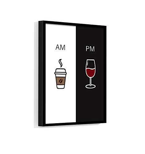 Quadro Decorativo Am Pm Café De Manhã Vinho De Noite Taça (60x40, Café De Manhã Vinho de Noite Taça
