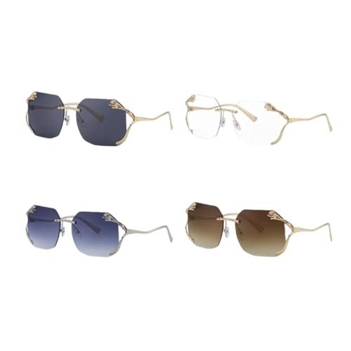 Lunettes de soleil oversize léopard au design punk rock géométrique - 2