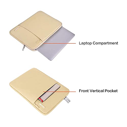 Image of MOSISO Laptop Sleeve Bag Compatible with 13-13.3 inch MacBook Pro, MacBook Air, Notebook Computer, Vertical Style Water Repellent Polyester Protective Case Cover with Pocket, Camel