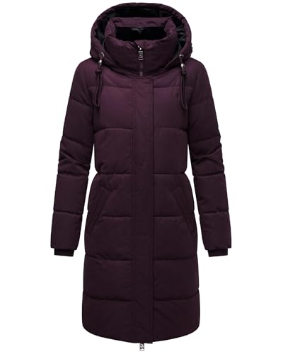 Navahoo Damen Steppmantel warm Wintermantel mit hohem Kragen und abnehmbarer Kapuze Wintertanz 14 Dusty Plum Gr. M