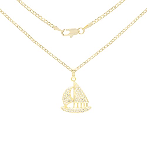 BEBERLINI Nautical Sail Boat Charm Pendant 14K Gold Filled Cuban Link Chain Necklace Set Lobster Clasp Fashion Cubic Zirconia Jewelry Gift CZ Charms for Women Girls Teens 2 mm 24Γ’β¬Β BEBERLINI Nautical Sail Boat Charm Pendant 14K Gold Filled Cuban Link Chain Necklace Set Lobster Clasp Fashion Cubic Zirconia Jewelry Gift CZ Charms for Women Girls Teens 2 mm 24Γ’β¬Β