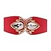 Women Fashion Belt Hip High Waist Elastic Stretch Waistband Metal Bling Buckle S M Coral Color