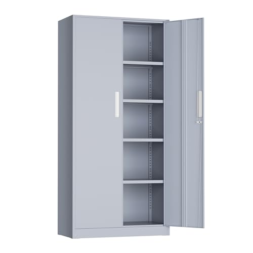 Image of INTERGREAT Metal Storage Cabinet, 72 inch Locking Steel Cabinets with 2 Door and 4 Adjustable Shelves, Tall Metal Cabinet for Home Office, Garage, Warehouse,(Cement)