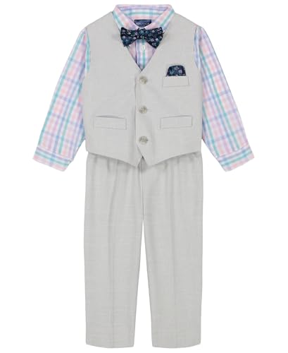 Image of Nautica Baby Boys' 4-Piece Suit Set with Dress Shirt, Vest, Pants, and Bow Tie