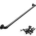 Rectoo Pipe Stair Handrail, 3 Ft Metal Staircase Handrail, Black Galvanized Industrial Iron Hand Rail for Indoor & Outdoor Wall Mount Support, Wall Hand Railing,Safety Handle, Steps Baluster(HR01)