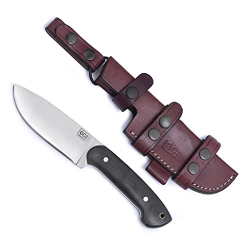 GCS Handmade Micarta Handle D2 Tool Steel Tactical knife Hunting Knife Camp Knife with leather sheath Full tang blade designed for Hunting & EDC GCS170 - GCS Knives