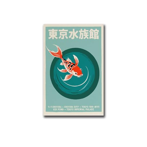 YX Tide Tokyo Aquarium Koi Fish Canvas Poster 12x18
