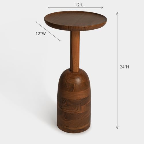 Image of Cocoa End Table Wooden Side Table for Bedroom| Living Room | Bedside Table | Nightstand | Sofa Side Table | Accent Table | Home Decor Furniture | Honey Color Finish | Acacia Wood | 61cm
