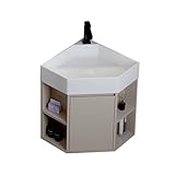 JKJZSALJ Eckwaschbecken für Badezimmer, Keramikwaschbecken, Eckwaschbecken auf Säule, Badezimmermöbel mit Wasserhahn und Ablaufgarnitur, Wandmöbel für kleinen Raum, einfarbig, 45 cm
