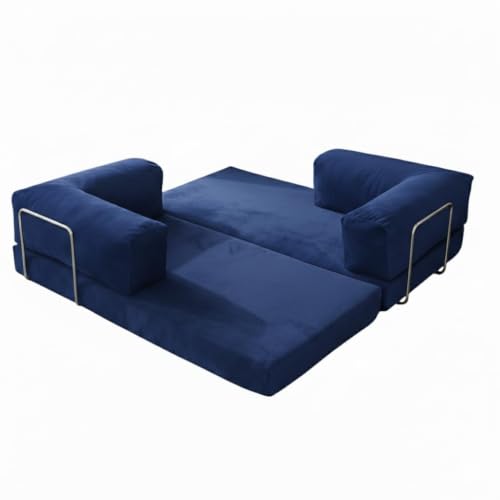 Image of Torque Vegas Three Seater Sofa Cum Bed for Sleeping-Blue | Premium Suede Fabric 3-Seater Double Foam Fold Out Sofas Bed | Convertible 3-in-1 Sofa Cuma Bed for Office