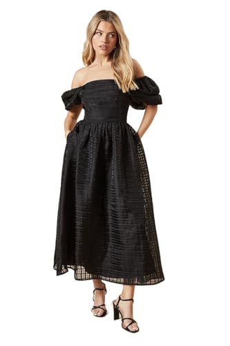 Image of Dorothy Perkins Dp Luxe Seersucker Square Neck Midi Dress, 14, Black