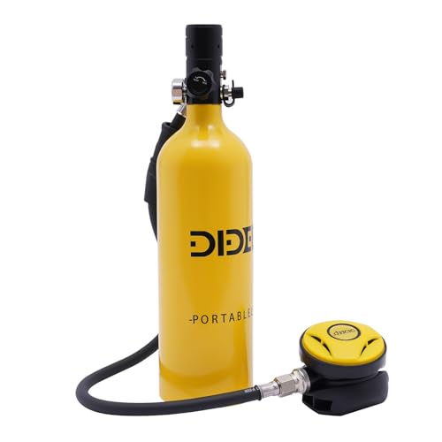 CRYBY Mini Scuba Tank, 1L/0.9Qt Outdoor Mini Diving Tank Underwater Breathing Diving Equipment with Diving Glasses & Carrying Strap, Portable Diving Oxygen Tank Kit for Diving Work, Entertainment