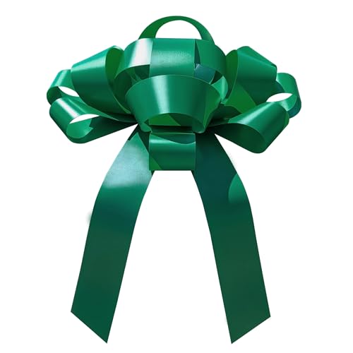 Image of CarBowz Big Car Bow for Car Decorations and Birthday Car Gifts, Large Bow Ribbon, Magnet, Car Safe Sticker Included, Fully Assembled 30 inch Wide Huge Bow, No Suction Cup Needed (Green)