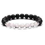 Lavastein Armband, Natürliche Vulkangestein Perlen Unregelmäßige Schneiden Transparenter Kristall Juwel Armreif, Meditation Yoga Elastische Manschette Unisex Armband Schmuck Festival Paar Geschenk