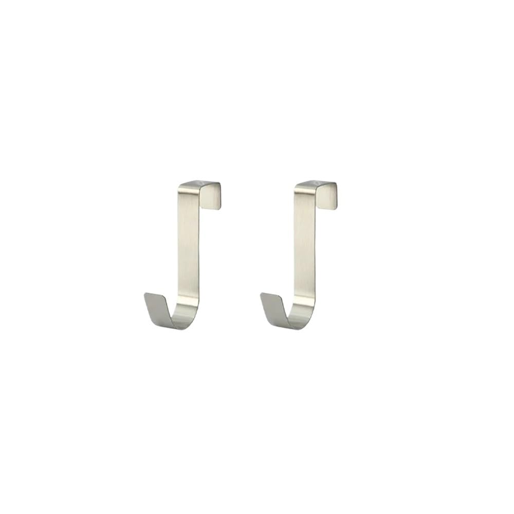 Hgniang Silvery 2Pcs Multi-Purpose Hooks Kitchen Cabinet Door Back Hook Hanging Rack Clothes Coat Hat Towel Hanger Storage
