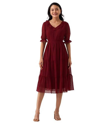 Image of AASK Dress for Women One Piece Kurta Set Tops Knee-Length Fit And Flare Dresses
