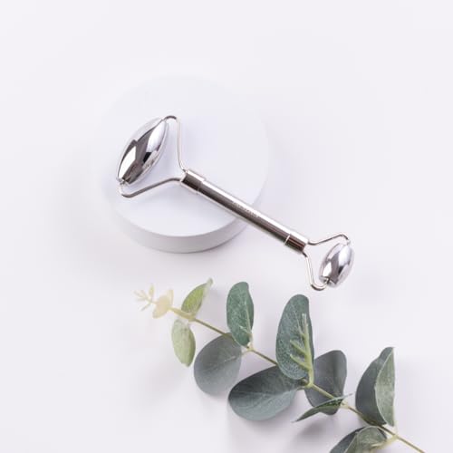 Rolo Rolinho Massageador Facial de Aço Inox Tipo Pedra de Jade Para Drenagem Skincare Rosto Relaxame