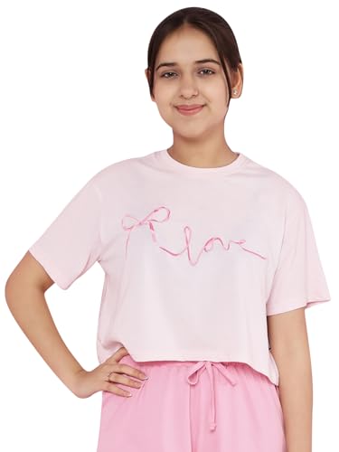 Image of Li'l Tomatoes Girls Crop T-Shirt | 100% Cotton | Graphic Printed Summer Top | Soft & Breathable Casual Wear | 7-16 Years