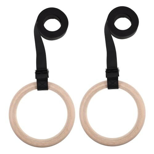 Anillas de gimnasia de madera con correas ajustables