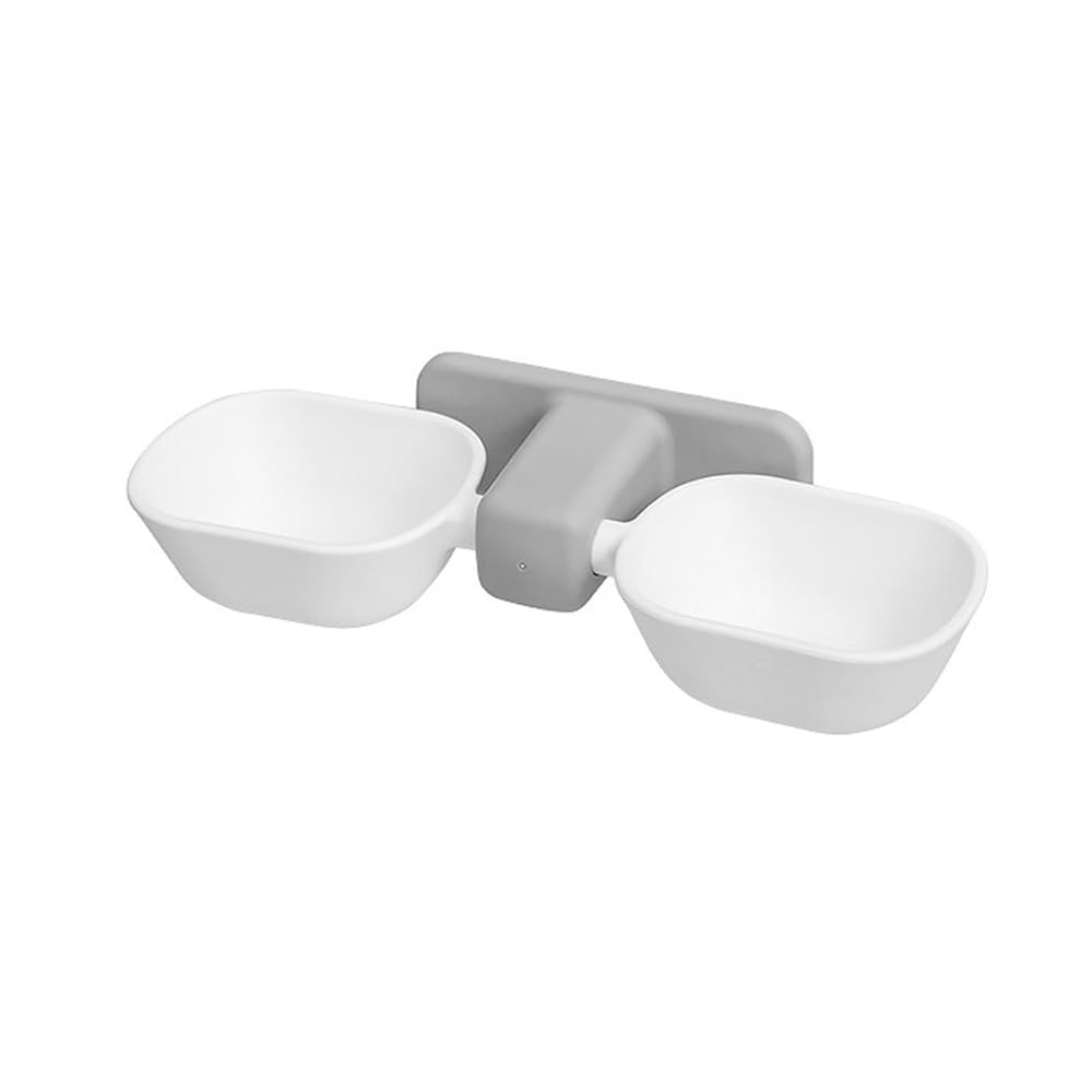 Tiardey Double Cat Feeding Bowls Wall Mounted Adjustable Stand Holder for Cats Reducing Neck Pain Removable Design Easy to Clean Cat Food Bowls
