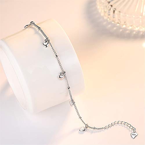 925 Sterling Silver Bracelets for Women Teens, Love Heart Charm Chain Bracelet Bangle Fashion Jewelry Gifts4