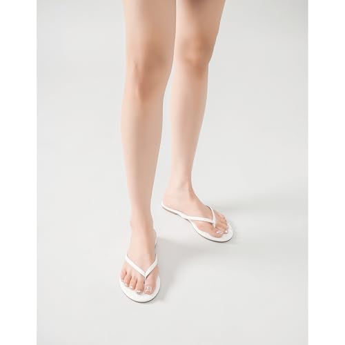 Image of LULLASONG Flip Flops For Women Comfortable Round Toe Beach Sandals Thong Strap Slides Slip On Dressy Flats Sandals For Women