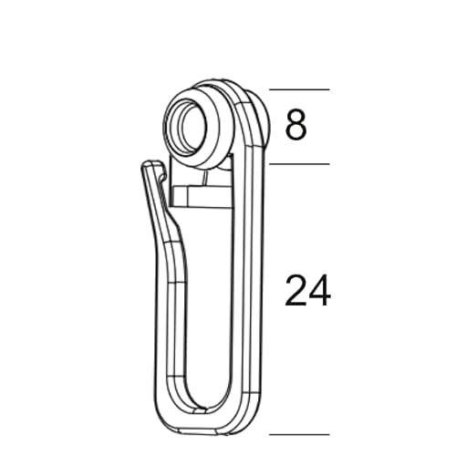 100 Stück Gardinenrolle Gardinenröllchen 8 mm mit extra langen Faltenleghaken für Kunststoffschienen mit 4 mm Laufkanal wie MHZ, Gardinia, SMplus