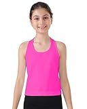 Attifall Grils Ribbed Tank Tops Racerback Seamless Crop Top for Teen Girl Athletic Workout Dance Tanks(246006-Hot Pink-XS)
