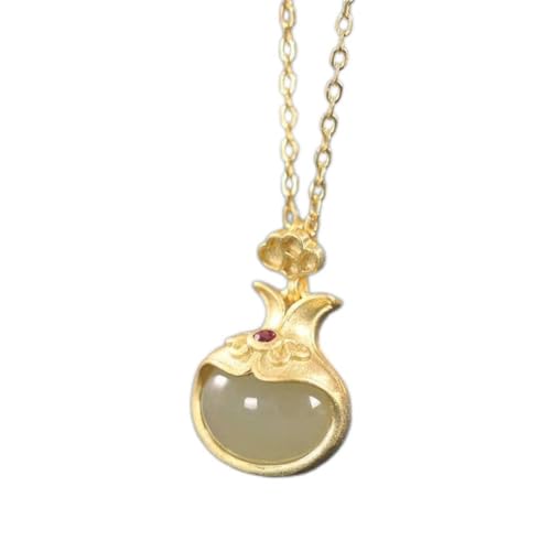 Collier en jade blanc pour femme pendentif néphrite sac de bénédiction argent or S925