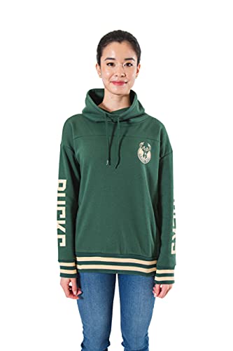 Ultra Game NBA Milwaukee Bucks Womens Quarter Zip Fleece Pullover Sweatshirt with Zipper, Team Color, Medium