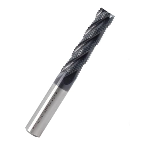 Image of Roughing End Mill JESTUOUS HSS Square Nose 4 Flute Fine Tooth Bit 1 /2 inch Shank Dia. 2 inch Flute Length for Milling Metal Steels,1 Piece