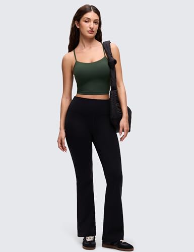 Image of CRZ YOGA Butterluxe Y Back Crop Tank Tops for Women - Spaghetti Straps Racerback Padded Yoga Workout Longline Sports Bras