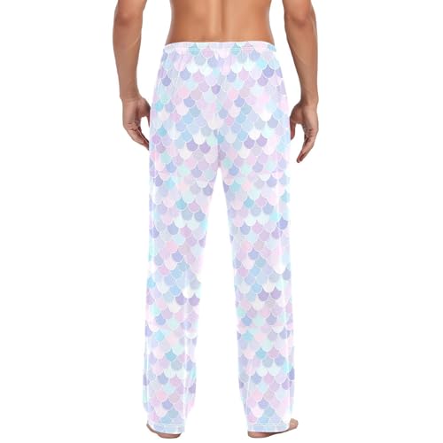 Men's Kawaii Mermaid Pajama Pants with Pockets - Straight Fit Cotton Sleep Bottoms for Lounge & Nightwear#223